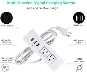 img 2 attached to 💡 Удобная настольная розетка с USB-портами и длинным силовым кабелем - идеально подходит для использования в офисе, на кухне и в отеле (белая, 2A)