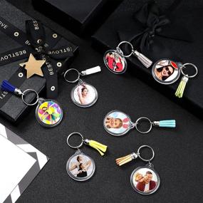 img 1 attached to 📸 Snap-In Custom Insert Photo Acrylic Keychain: 50 Sets Circle Photo Frame Keyrings with Tassels for DIY Projects