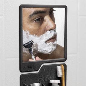 img 3 attached to 🧼 Tooletries Harvey & Oliver Set - Silicone Toothbrush & Razor Holder with Fog Resistant Mirror - Shower & Bathroom Accessory - Enhanced with Silicone-Grip Technology, Removable & Reusable - Charcoal