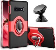 samsung galaxy s10e case - esamcore ring holder kickstand cases dashboard magnetic phone car mount for s10e (2019 release) [red] logo