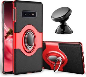 img 4 attached to Samsung Galaxy S10E Case - ESamcore Ring Holder Kickstand Cases Dashboard Magnetic Phone Car Mount For S10E (2019 Release) [Red]