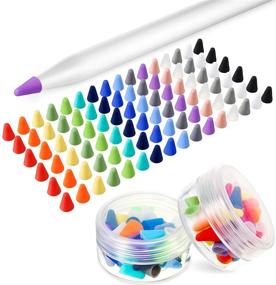 img 4 attached to 96 Pieces Silicone Nibs Caps for Apple Pencil 1st and 2nd Generation - Anti-Slip Protective Cover with Noiseless Drawing and Writing, 16 Color Options