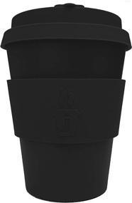 img 4 attached to 🌿 Sustainable Bamboo Reusable Coffee Cup 12oz for Travel, Takeaway Mug with Lid & Spill Stopper, Plastic & BPA Free, Dishwasher Safe Eco Cup, Organic Bamboo Fiber, Black & Logo