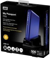 💾 wd my passport elite 500 гб usb 2.0: портативный внешний жесткий диск в металлической голубой расцветке - эффективное решение для хранения данных логотип