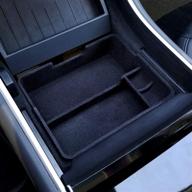 🚘 jdmcar center console organizer tesla model 3 / model y compatible accessories 2017-2020 flocked tray insert - oem style logo