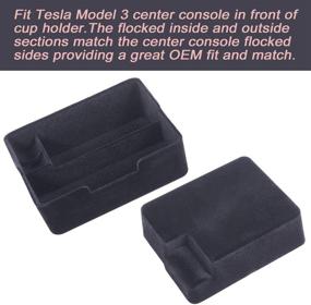 img 1 attached to 🚘 JDMCAR Center Console Organizer Tesla Model 3 / Model Y Compatible Accessories 2017-2020 Flocked Tray Insert - OEM Style