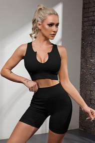 img 2 attached to FAFOFA Seamless Workout Sets: Ribbed Sport Bra & High Waist Running Shorts for Women - Perfect Gym and Yoga 2 Piece Sets