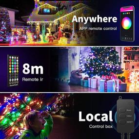 img 2 attached to 🎶 App Controlled Music Sync Outdoor Color Changing Waterproof String Lights with Remote for Christmas, Works with Amazon Echo, Indoor Outdoor Decor (16.4 FT)