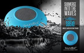 img 3 attached to 🚿 Водонепроницаемый Bluetooth 4.0 душевой динамик, SoundBot SB510 HD - портативная громкоговорительная устройство с громкоговорителем с встроенным микрофоном, 6 часов воспроизведения, кнопки управления и специальный присоски - Белый