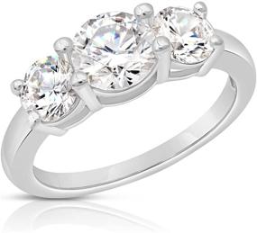 img 4 attached to Solid White Carat Three Stone Engagement Women's Jewelry