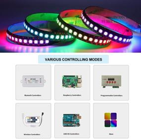 img 1 attached to 🌈 HJHX Individually Addressable LED Strip - 5V, 3.3ft 144Pixels/m, SMD5050 RGB Magic Color Programmable Rope Lights - IP30 Non-Waterproof, Black FPCB