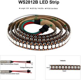 img 2 attached to 🌈 HJHX Individually Addressable LED Strip - 5V, 3.3ft 144Pixels/m, SMD5050 RGB Magic Color Programmable Rope Lights - IP30 Non-Waterproof, Black FPCB