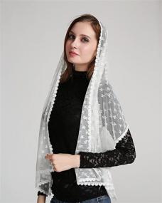 img 3 attached to 🍀 Clover Decoration Infinity Mantilla: Beautifully Crafted Church Women's Accessory for Elegant Church Attire