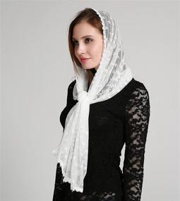 img 2 attached to 🍀 Clover Decoration Infinity Mantilla: Beautifully Crafted Church Women's Accessory for Elegant Church Attire