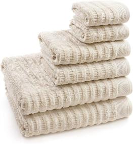 img 3 attached to Softerry Pure Organic Cotton Bath Towel Set - Luxury Hotel & Spa Quality, 100% Soft Cotton, Extra Absorbent and Durable, 500 GSM Quick Dry, Fade Resistant, Eco Friendly - Natural, Set of 6