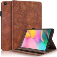 📚 premium slim pu leather stand folding folio cover for samsung galaxy tab a 10.1" tablet sm-t510/t515 (2019) - brown logo