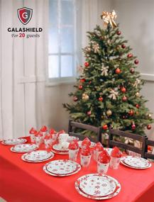 img 3 attached to 🎄 Christmas Party Supplies Set for 20 Guests - Galashield Disposable Dinnerware with Paper Plates, Napkins, Cups, and Tablecloth