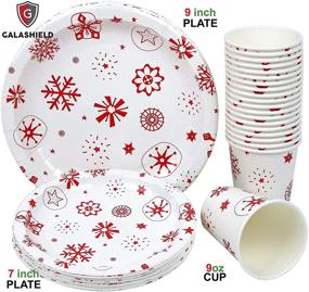 img 2 attached to 🎄 Christmas Party Supplies Set for 20 Guests - Galashield Disposable Dinnerware with Paper Plates, Napkins, Cups, and Tablecloth