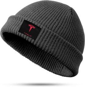 img 4 attached to Womens Beanie Tesla Logo FineAcrylic Winter