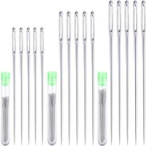 img 4 attached to Versatile 15-Piece Hand Sewing Needle Set with Large Eyes - 3 Sizes and Convenient Storage Tubes