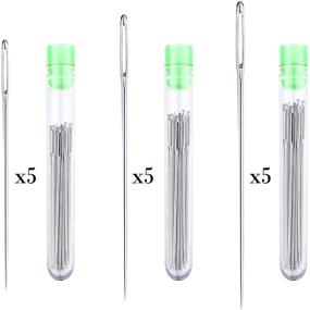 img 3 attached to Versatile 15-Piece Hand Sewing Needle Set with Large Eyes - 3 Sizes and Convenient Storage Tubes