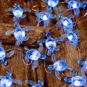 img 4 attached to Blue Sea Turtle String Lights: 10ft 30 LEDs Nautical Wall Décor with Remote for Summer Ocean Themed Wedding, Baby Shower, Birthday Party & House Decoration - USB Plug-in!