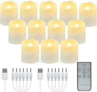 12pcs rechargeable flameless tea lights candles with timer & remote, flickering led votive candles – warm 🕯️ white light electric fake candle set for home decoration, christmas festival decor – includes 2 usb charging cables логотип