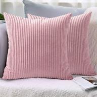 🛋️ lhkis throw pillow covers 18x18 set of 2 - corduroy farmhouse cushion covers for couch, sofa, bedroom, car - pink decorative pillowcase логотип