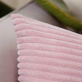 img 2 attached to 🛋️ LHKIS Throw Pillow Covers 18x18 Set of 2 - Corduroy Farmhouse Cushion Covers for Couch, Sofa, Bedroom, Car - Pink Decorative Pillowcase