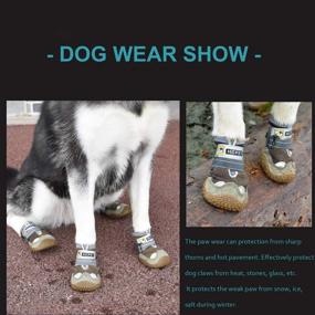 img 2 attached to 🐾 FEETCITY Waterproof Dog Boots with Reflective Velcro, Rugged Anti-Slip Sole and Skid-Proof Outdoor Paw Wear for Medium to Large Dogs - Set of 4