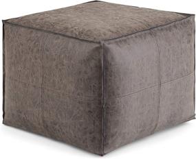 img 4 attached to 🪑 SimpliHome Elton Square Poufs - 18 Inch, Distressed Brown - Pack of 1