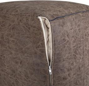 img 1 attached to 🪑 SimpliHome Elton Square Poufs - 18 Inch, Distressed Brown - Pack of 1