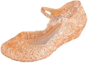img 1 attached to 👑 Vokamara Princess Girls Sandals: Sparkling Golden Jelly Mary Jane Shoes for Kid's Dance Party & Cosplay (Size 13M US)