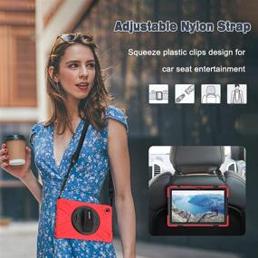 img 1 attached to 🔴 BRAECN Samsung Galaxy Tab A7 Case 2020, Heavy Duty Shockproof Cover with Shoulder Strap, Handle Hand Strap, Rotating Kickstand for Galaxy Tab A7 10.4 Inch 2020 SM-T500 SM-T505 SM-T507 - Red