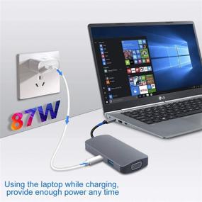 img 1 attached to 5 in 1 USB C HUB Docking Station - Triple Display with Dual HDMI, Support for MacOS and Windows, HDMI 4K and VGA 3 Display, USB 3.0, SD/TF Card Readers