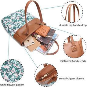 img 1 attached to 🌸 Aitbags Floral Canvas Tote Handbag with PU Leather for Women- Perfect for Shopping, Work, and Satchel Purposes