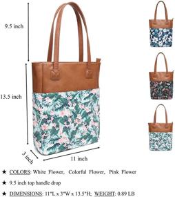 img 3 attached to 🌸 Aitbags Floral Canvas Tote Handbag with PU Leather for Women- Perfect for Shopping, Work, and Satchel Purposes