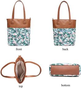 img 2 attached to 🌸 Aitbags Floral Canvas Tote Handbag with PU Leather for Women- Perfect for Shopping, Work, and Satchel Purposes