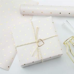 img 1 attached to 🎀 Charming Pastel Pink Wrapping Paper Roll: Gold Foil Sweet Heart Design for Birthday, Valentine's Day, Wedding, Baby Shower - 30 inch x 16.5 feet