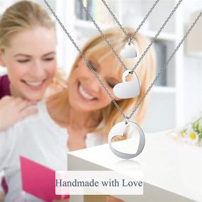 img 3 attached to 👩 Generations Necklace Set: Heart Cutout Mother Daughter Granddaughter Jewelry for 3 - Perfect Birthday, Mothers' Day, and Christmas Gift for Grandma, Mom, and Daughter