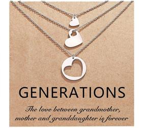 img 4 attached to 👩 Generations Necklace Set: Heart Cutout Mother Daughter Granddaughter Jewelry for 3 - Perfect Birthday, Mothers' Day, and Christmas Gift for Grandma, Mom, and Daughter