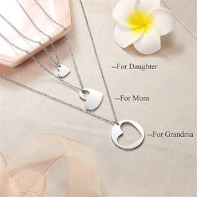 img 2 attached to 👩 Generations Necklace Set: Heart Cutout Mother Daughter Granddaughter Jewelry for 3 - Perfect Birthday, Mothers' Day, and Christmas Gift for Grandma, Mom, and Daughter