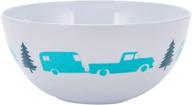 🏕️ camco life is better at the campsite bowl - white teal navy retro rv trailer camper print, ideal for cereal fruit dessert, bpa-free melamine (53225), small logo