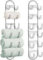 🛀 mdesign steel wall mount towel rack with 6 compartments - bathroom organizer and towel storage shelf - graphite gray (2 pack) logo