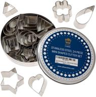 🍪 mini cookie cutter shapes set - 24 small stainless steel molds for pastry, pie crust, fruit, fondant & clay - teardrop leaf, flower, heart, star, geometric shapes - cut with precision logo