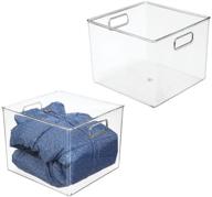 📦 mdesign small modern stackable plastic storage organizer bin basket - ligne collection - 2 pack - clear logo