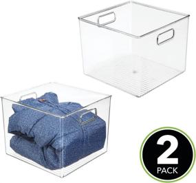 img 3 attached to 📦 mDesign Small Modern Stackable Plastic Storage Organizer Bin Basket - Ligne Collection - 2 Pack - Clear