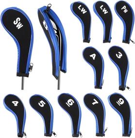 img 3 attached to 🏌️ Hipiwe Neoprene Zippered Driver Head Cover with Long Neck - Set of 12 for Golf Club Irons