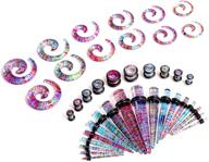 wbrwp 48/54pcs ear stretching kit: acrylic tapers and plugs with double o-ring, expander gauges stretcher body piercing jewelry 2g-3/4 and 14g-00g logo