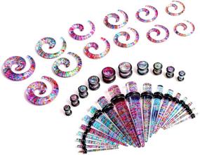 img 4 attached to WBRWP 48/54pcs Ear Stretching Kit: Acrylic Tapers and Plugs with Double O-Ring, Expander Gauges Stretcher Body Piercing Jewelry 2g-3/4 and 14g-00g